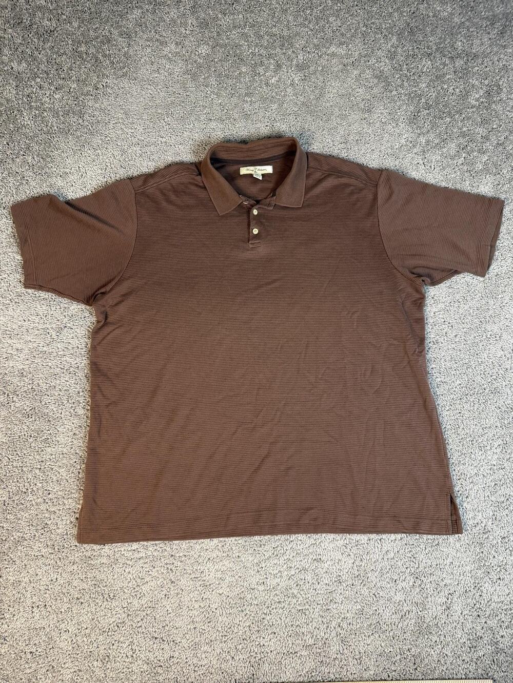 Tommy Bahama Polo Shirt Mens 2XL Brown Short Sleeve Cotton Blend Collared